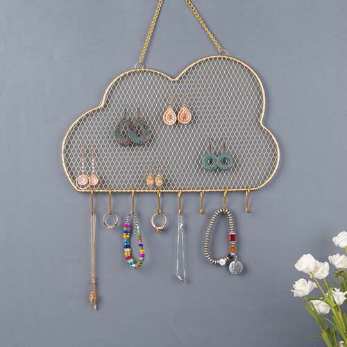 Necklace Organizer Wall Hanging Storage Jewelry Hooks Metal