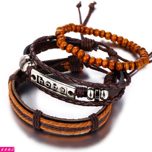 Men leather bracelet man punk new bangle male Bracelets set