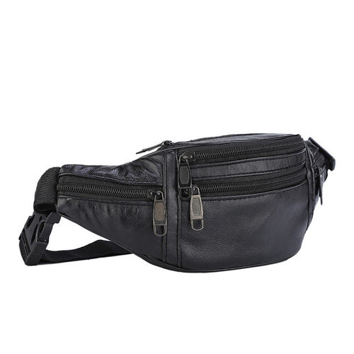 Leather Men Waist Chest  Bag Thin Outdoor Sports Tactical跨1