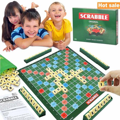Scrabble Board Puzzles Game Jigsaw-Words Spelling-Table Kids