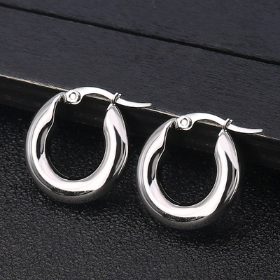 Surgical Steel Gold Tone Women Chunky Hoops Earrings Gift Fa