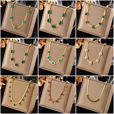 316L Stainless Steel Multicolor Crystal Zircon Necklace For