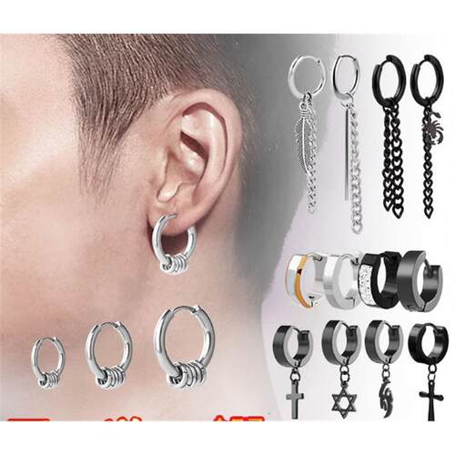 Men's women's earrings single hiphop ear studs tide earing
