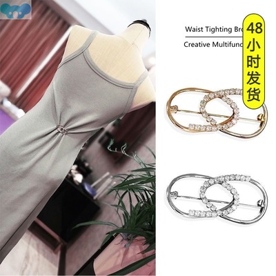 Multifunction Brooches Geometric Rhinestone Buckle Pin Wasit