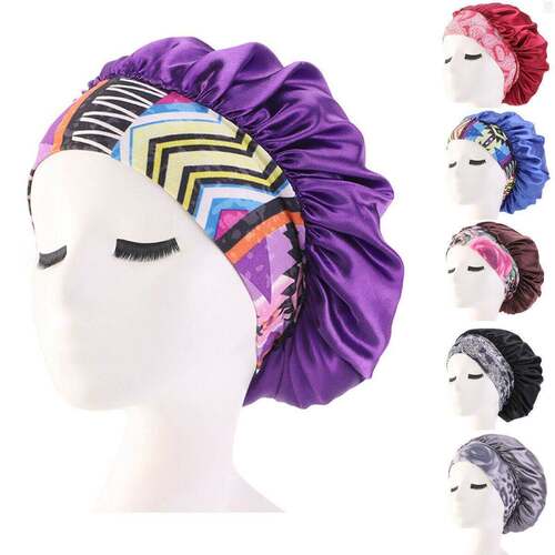women satin night beauty salon sleep cap cover hair bonnet