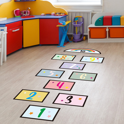 Digital jumping grid children wall stickers game kindergarte
