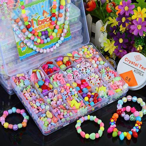 700Pcs+DIY Bead Set Jewelry Making Kit for Kids Girl Pearl B