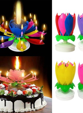 Music Candle Double Flower Blossoms Birthday Cake Flat跨境专