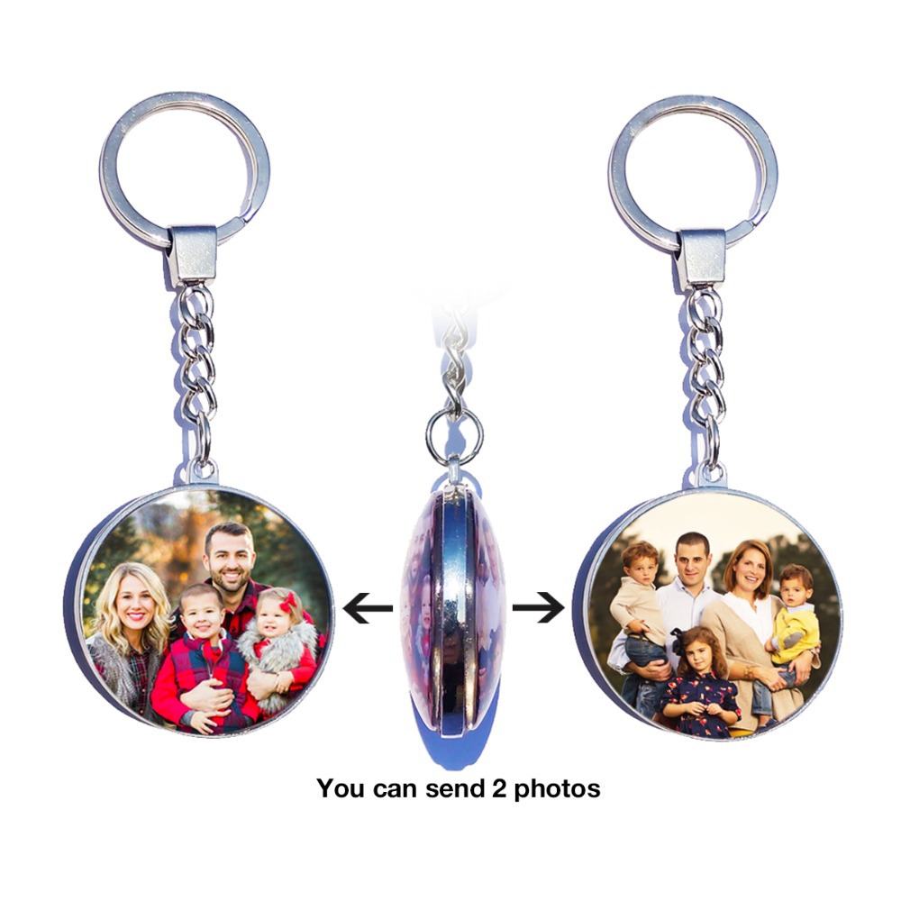 双面照片钥匙扣 custom keychain picture diy gift photo