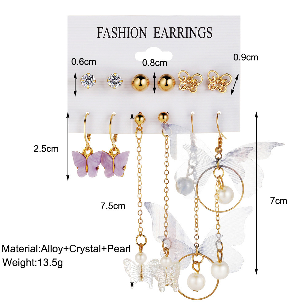 acrylic pearl Butterfly Pendant Earring Set earrings women