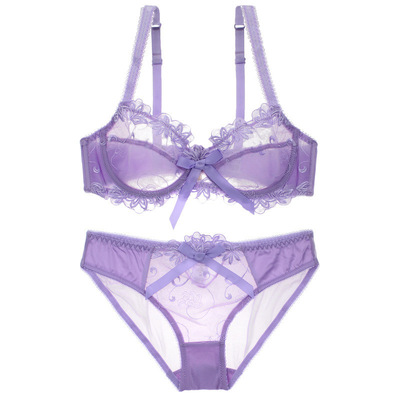 Push Up Transparent Lace Sexy Lingerie Womens Bra Brief Sets