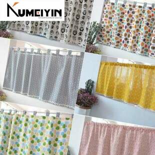 cotton linen small curtain short window bedroom small