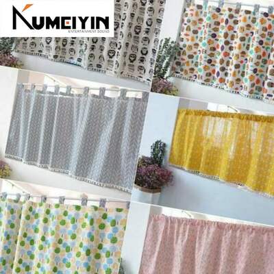 cotton linen small curtain short window bedroom small