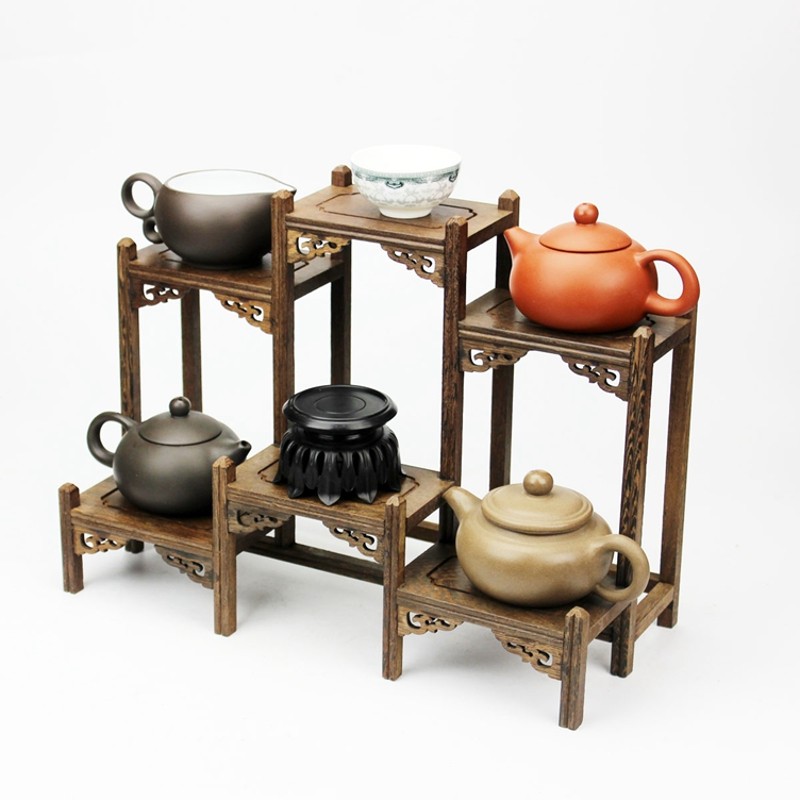 红木鸡翅木多宝架紫砂壶架茶具古玩博古架花瓶盆景摆件陈列古董架