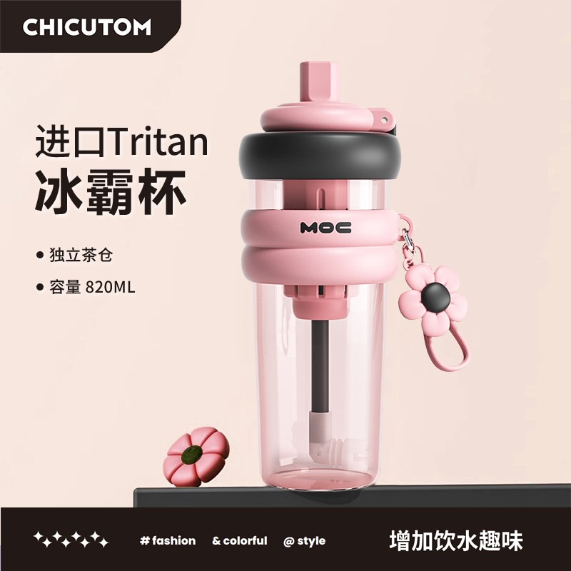 奇古堂夏日水杯女生高颜值巨无霸吸管杯2025新款吨吨杯子大容量W