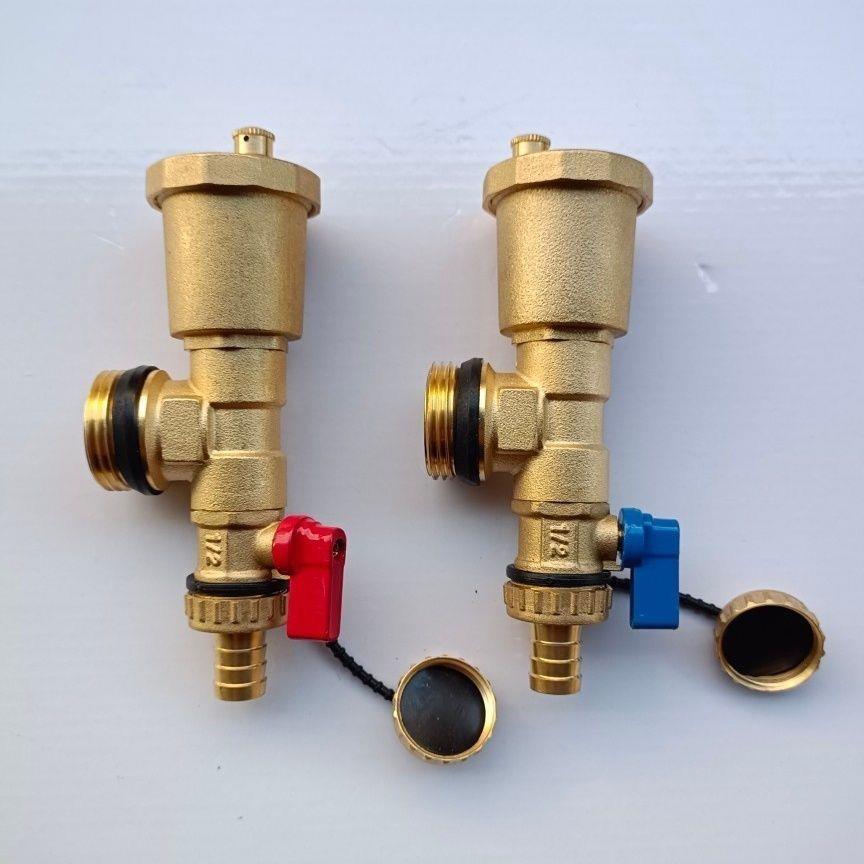 全铜地暖分水器自动放气排气阀地热排水阀暖气泄水放水阀1寸尾件