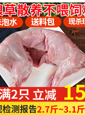 兔肉新鲜现杀整只冷冻白条兔子肉生鲜散养去头2.7-3斤/只真空包邮