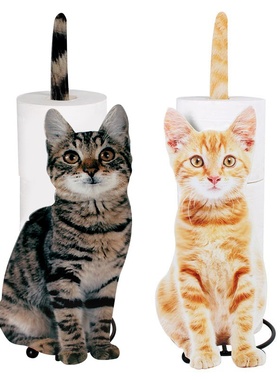 小猫卷纸摆件 家居餐巾纸架卫生间纸巾架铁艺工艺品 摆件式置物架