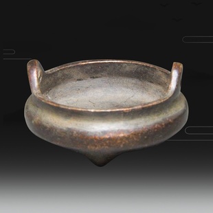 现货收藏复古包浆老气古色古香工艺品黄铜三足宣德小香炉摆件