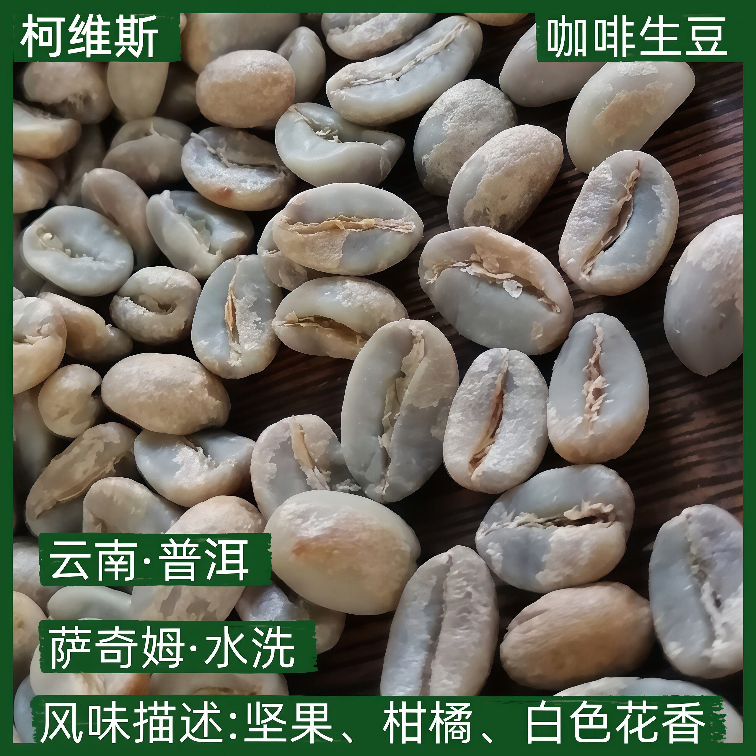 萨奇姆水洗云南阿拉比卡咖啡生豆烘焙原料生咖啡豆普洱产地花香