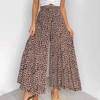 2022 loose high waist leopard print hanging wide leg pants