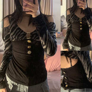 2022 striped long sleeve t-shirt women striped print T-shirt