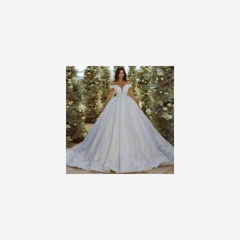 Ball Gown Princess Wedding Dresses Appliques Glamorous Robe