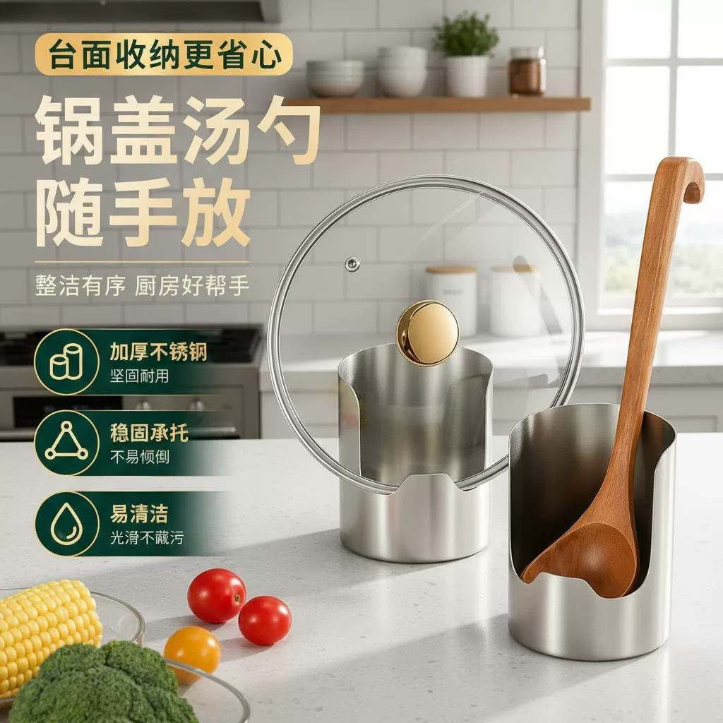 加厚304不锈钢可立锅盖架