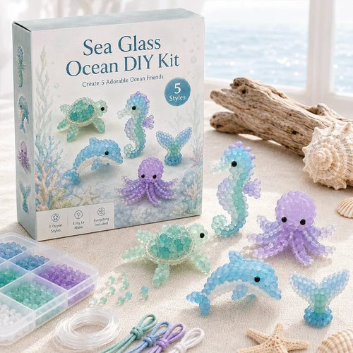 创意热销Glass-Style Beading DIY Kit海玻璃串珠套装