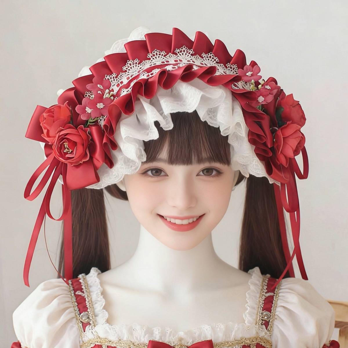 优雅伯奈特NBT花朵头饰蕾丝lolita发带发饰黑白发带蝴蝶结头饰图片