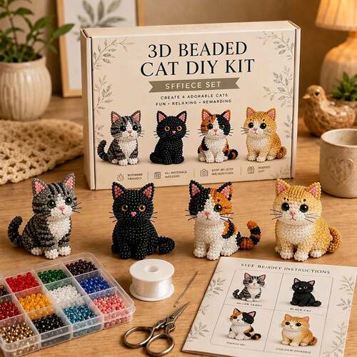 爆款3D串珠猫咪DIY手工套装