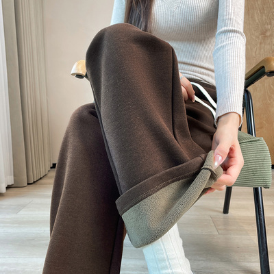 运动休闲窄版阔腿裤女直筒春秋