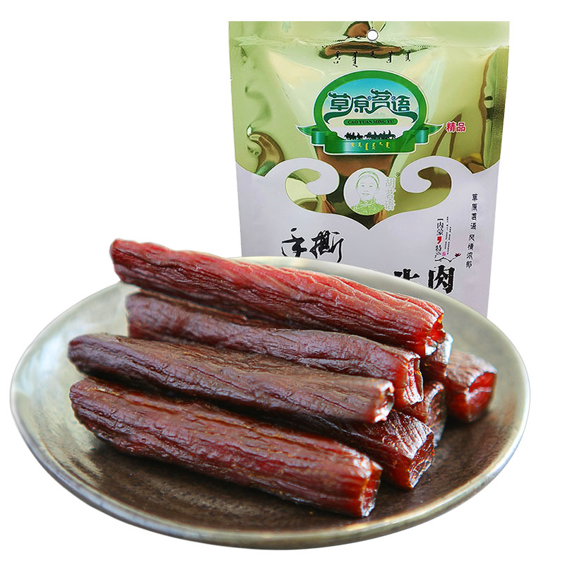 草原胡茗语内蒙古手撕风干软牛肉干长条湿软特产零食小包装