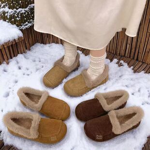 厚底全包勃肯鞋女鞋子2025新款秋冬一脚蹬勃肯豆豆鞋加绒毛毛棉鞋