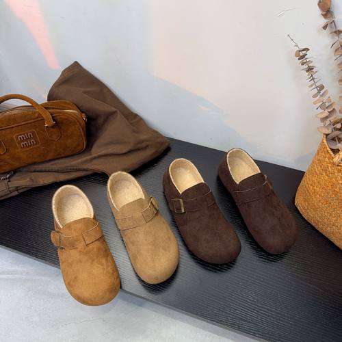 毛毛勃肯鞋子女全包一脚蹬内增高秋冬季加绒保暖新款舒适棉鞋外穿