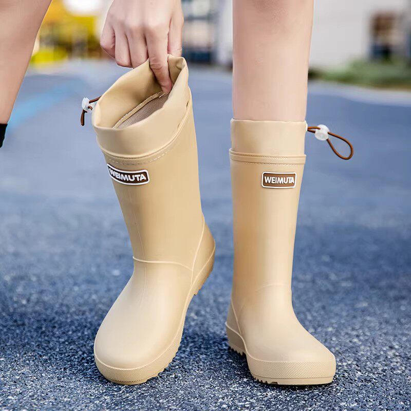 新款女士束口雨鞋防水防滑雨靴女款时尚水鞋轻便户外水靴洗车胶鞋