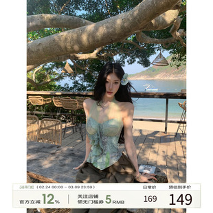 牛了牛了 挂脖背心吊带女2026早春新款法式鱼骨胸衣短款抹胸上衣