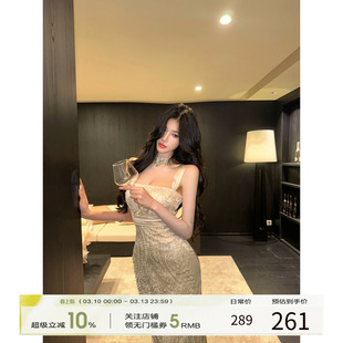 牛了牛了 法式吊带连衣裙女2025冬新款名媛轻奢抹胸长裙气质裙子