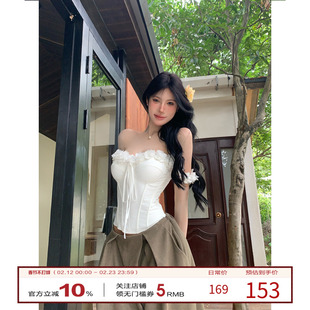 牛了牛了 法式吊带背心女2026早春新款白色辣妹鱼骨胸衣抹胸上衣