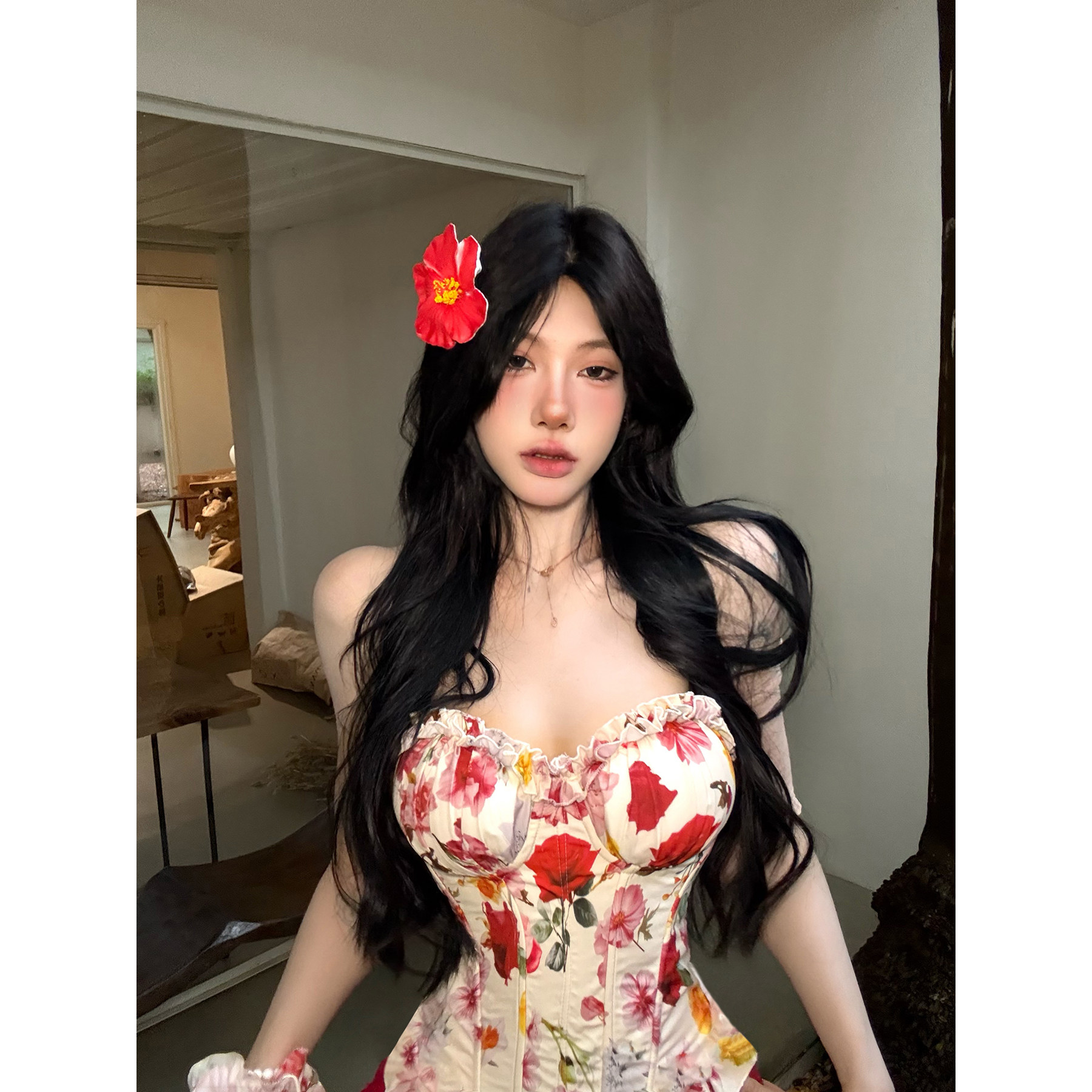 牛牛【花漾年华】春夏法式复古浪漫花海印花收腰鱼骨胸衣N25B2025