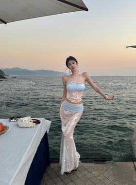 牛牛【蓝色人鱼姬】春夏休闲纯欲风亮片套装N25Y30391+N25Q3039