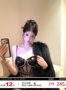 牛牛【黑桃K】法式性感气质重工鱼骨胸衣套装N25B30272+N25K30273