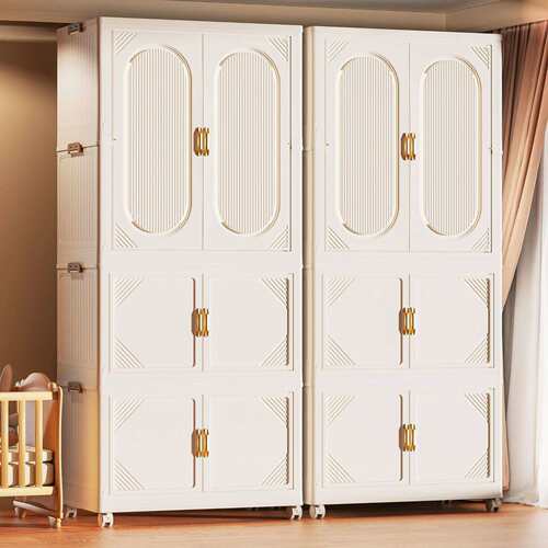 Household plastic folding wardrobe with folding corners