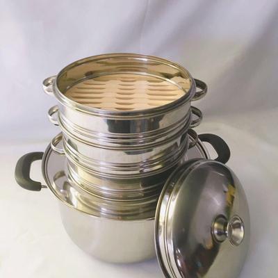 沙县小吃不锈钢蒸锅竹底蒸笼 蒸饺笼盖商用蒸屉小笼包饺子笼