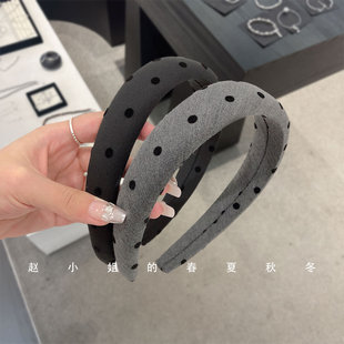 韩国头饰小众发饰ins风饰品百搭气质ins风头箍灰色高颅顶波点发箍