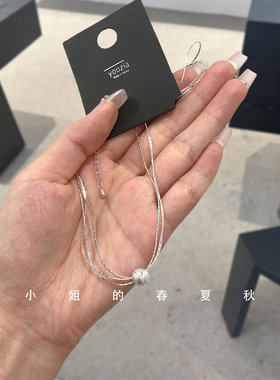 韩国饰品小众设计简约百搭ins风颈链气质优雅锁骨链银色珠子项链