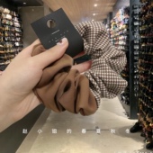 韩国千鸟格大肠发圈nyunyu韩国饰品东大门发饰咖色新款 格子发绳