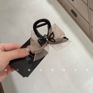 小众设计发饰头饰气质优雅可爱甜美发抓夹ins风咖色蝴蝶结鲨鱼夹