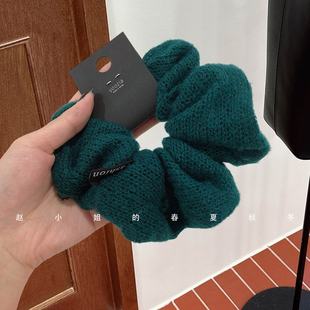 小众设计发饰饰品头饰ins风发绳百搭头绳气质绿色毛线大肠发圈