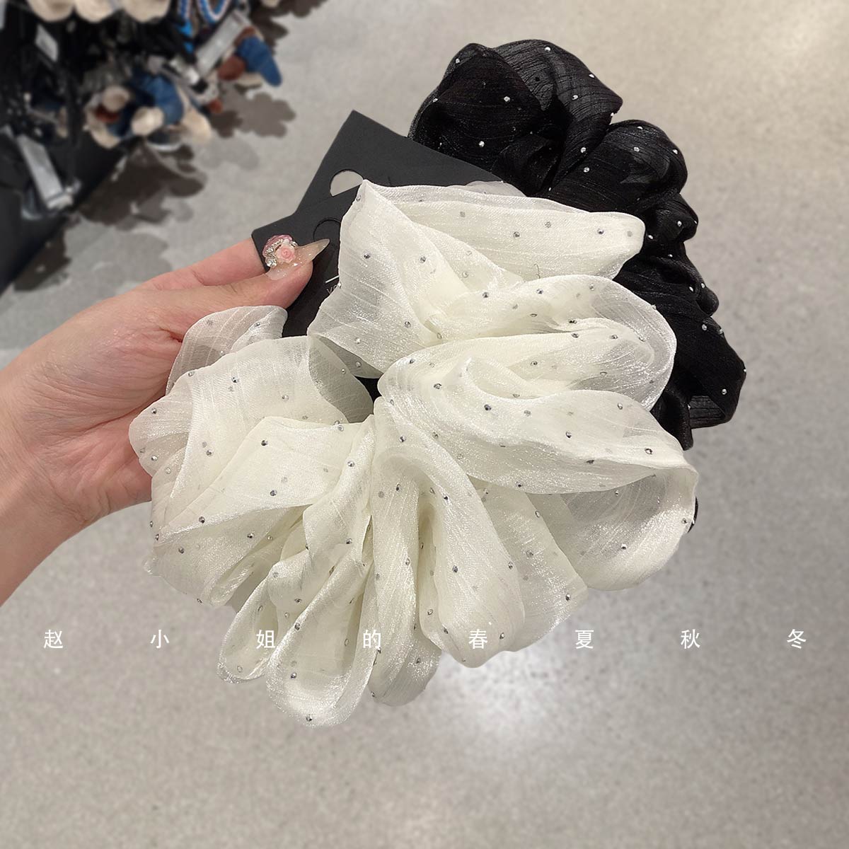 新款发饰超大号镶钻大肠发圈